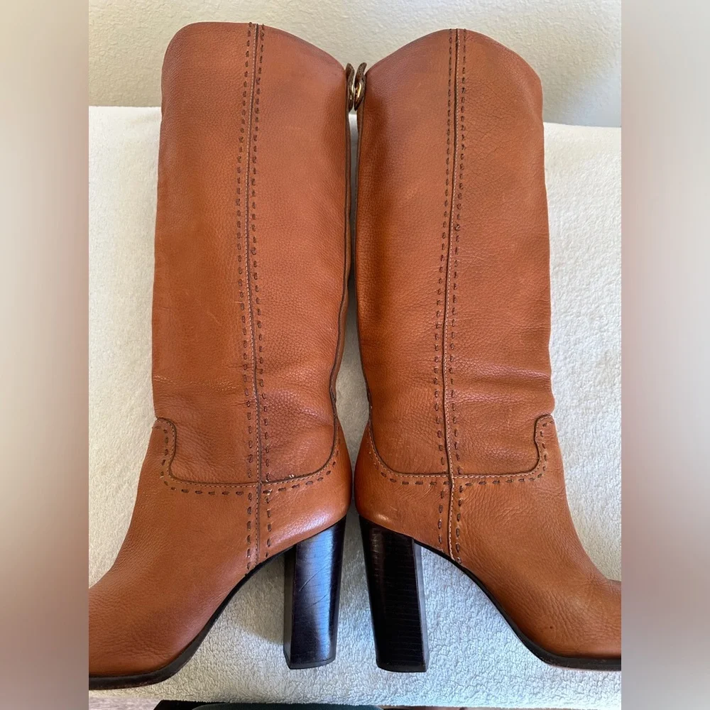 Tory Burch Wyatt Stovepipe Boot size 9.5 M brown‎ tall riding boots
